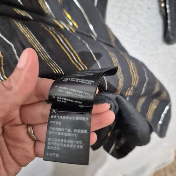 SCOTCH & SODA Maison Scotch Girls  Black Gold Striped Long Sleeve Dress 14 - Picture 4 of 8